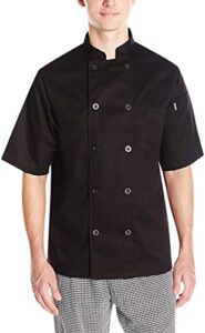 chef code men's short sleeve unisex classic chef coat, black, medium