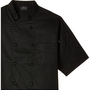 Chef Code Men's Short Sleeve Unisex Classic Chef Coat, Black, Medium