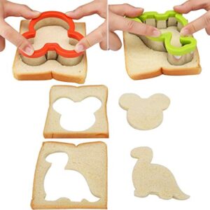 Sandwich Cutter Set Fruit Cutters Bread Cutout Shapes for Kids Lunch Butterfly Dinosaur Unicorn Mousehead Food Shaped Cookie Cutters 13 Pack for Baking and Food Tools Accessories