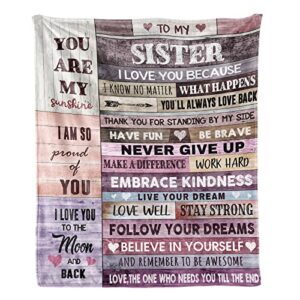 to my sister gift from sister ultra-soft micro fleece blanket flannel throws blankets sister in law sisters warm quilts for bed couch travel beach throw banket(60"x50", gift for sister blanket)