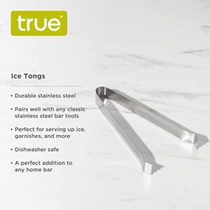 True Ice Tongs, Stainless Steel Ice Tongs for Cocktails, Bar Tools, Dishwasher Safe Serving Tools, 6 Inch Metal Tongs, Set of 1
