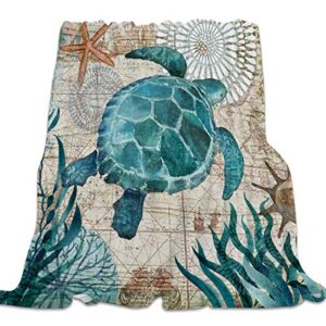 singingin ultra soft flannel fleece bed blanket sea turtle ocean animal landscape throw blanket all season warm fuzzy light weight cozy plush blankets for living room/bedroom 40 x 50 inches
