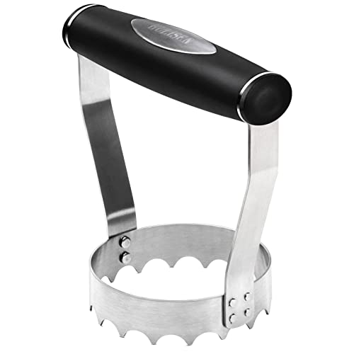 HULISEN Cutlery Serrated Food Chopper, 3 Inch Stainless Steel Manual Hand Chopper with Grip Handle & Serrated Tooth Edge, Handheld Chopper, Chop Cabbage, Egg, Nut, Ground Meat, Vegetable for Salad