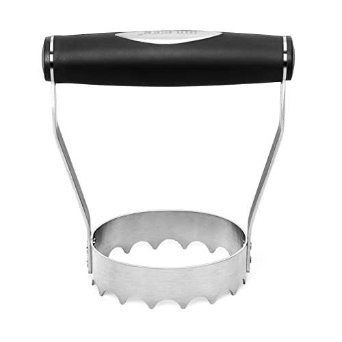 HULISEN Cutlery Serrated Food Chopper, 3 Inch Stainless Steel Manual Hand Chopper with Grip Handle & Serrated Tooth Edge, Handheld Chopper, Chop Cabbage, Egg, Nut, Ground Meat, Vegetable for Salad
