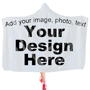 leif george customize hooded throw blanket, add pictures, text, or art design and make your own funny 3d printed plush hooded blanket for adults kid wearable fleece custom throw blankets (60x80in)