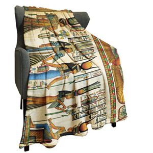 hommomh fleece blanket 60" x 80" egyptian decorative papyrus queen nefertari lightweight fuzzy cozy soft warm throw for men women, air conditioning