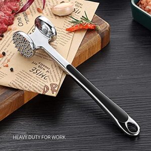 AOWOTO Meat Tenderizer Hammer Mallet Tool Pounder For Tenderizing Steak Beef And Poultry. With Rubber Comfort Grip Handle.Dishwasher Easy