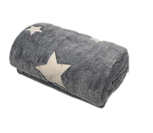 THE NIFTY NOOK | Glow in The Dark Throw Blanket | Glowing Starry Print | Luxuriously Soft 100% Polyester Fleece | Novelty Gift for Adults and Children | 54 Inches x 61 Inches | Grey