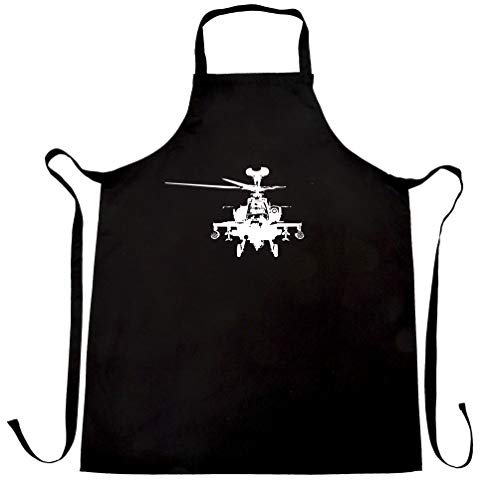 Military Chef's Apron Apache Attack Helicopter AH64 Army Pilot Chopper Aircraft Black One Size