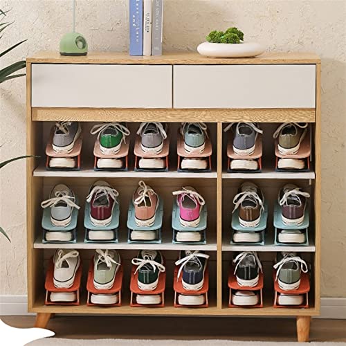 KNFUT Shoe Slots, Double Tier Shoe Holder Storage Rack Save Space Adjustable Shoes Deck Organizer for Home Bedroom Dormitory Closet (Color : Blue Color)