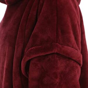 Zillywood Oversized Wearable Blanket Hoodie with Removable Sleeves, Hood and Bottom. Soft Customizable Fleece Blanket Hoodie with Sleeves, Wearable Warm Snuggle Blanket with Zippers. (Wine, One Size)