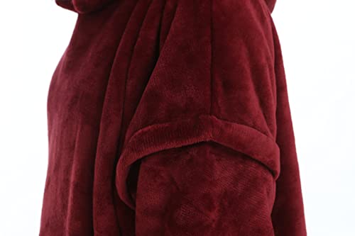 Zillywood Oversized Wearable Blanket Hoodie with Removable Sleeves, Hood and Bottom. Soft Customizable Fleece Blanket Hoodie with Sleeves, Wearable Warm Snuggle Blanket with Zippers. (Wine, One Size)