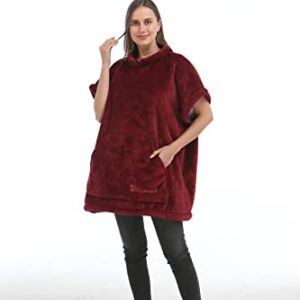 Zillywood Oversized Wearable Blanket Hoodie with Removable Sleeves, Hood and Bottom. Soft Customizable Fleece Blanket Hoodie with Sleeves, Wearable Warm Snuggle Blanket with Zippers. (Wine, One Size)