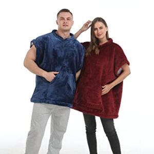 Zillywood Oversized Wearable Blanket Hoodie with Removable Sleeves, Hood and Bottom. Soft Customizable Fleece Blanket Hoodie with Sleeves, Wearable Warm Snuggle Blanket with Zippers. (Wine, One Size)