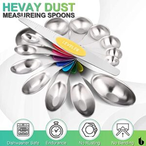 Urbanstrive Magnetic Measuring Spoons Set Stainless Steel, Dual Sided for Liquid Dry Food, Measuring Cups Spoons Set Fits in Spice Jar, Kitchen Gadgets, Cooking Utensils Set, Including Leveler, 8Color