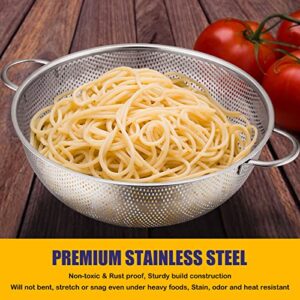 Stainless Steel Colander Set of 3 (1-3-5Quart), E-far Micro-Perforated Metal Colander Strainer with Handle for Kitchen/Draining Pasta/Rinsing Vegetables Fruits, Heavy Duty & Dishwasher Safe