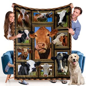 farm cow ​blanket - fleece throw blanket for couch super soft cozy bed blanket lightweight plush fuzzy lap blankets and throws for sofa, 50 x 60 inch, gift for animal lover