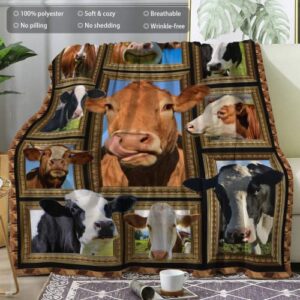 Farm Cow ​Blanket - Fleece Throw Blanket for Couch Super Soft Cozy Bed Blanket Lightweight Plush Fuzzy Lap Blankets and Throws for Sofa, 50 x 60 Inch, Gift for Animal Lover