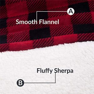 FLYCHEN Blanket Hoodie Blanket Oversized Wearable Sherpa Hoodie with 2 Pockets Red Plaid