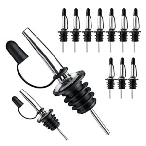 pafusen 12 pack stainless steel speed pourers spouts with tapered, liquor pourers with rubber cap, hygienic, dishwasher safe, fits most classic bottle's lip up to 3/4" (12)