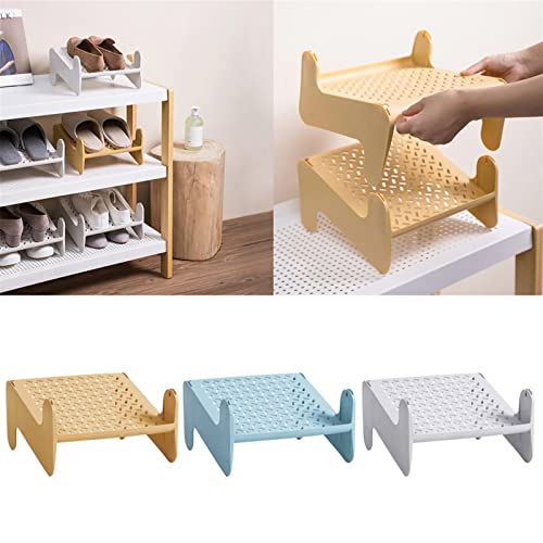 KNFUT Shoe Slots, Stackable Shoe Storage Rack Hollow Pattern Footwear Organizer Holder for Home Bedroom Dormitory Closet Non Slipping Shoes (Color : Light Yellow)