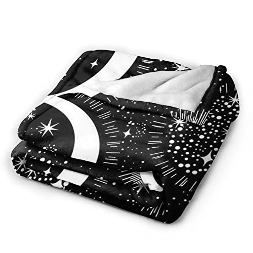 Super Soft Witch Goth Gothic Witchy Flannel Fleece Blanket Moon and Sun Throw Blanket Warm Cozy Fleece Blanket for Bed, Sofa, Couch, Travel Blanket