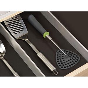 Joseph Joseph Delta Folding Potato Masher Stores Flat Space Saving Locking, One-Size, Gray/Green