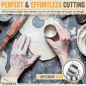 KUMIKIN Dumpling Maker – Empanada Maker Press Set of 3 – Food-Grade Stainless Steel Dumpling Press in 3 Sizes – Pierogi Maker with Included Recipe eBook – Easy to Use and Multifunctional