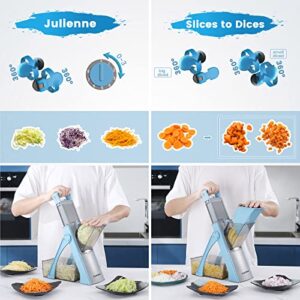 Upgrade Safe Mandoline Slicer, Bigger Entrance SupMaKin Vegetable Potato Slicer Chopper, Adjustable Thickness Multi Mandolin, Julienne + Dicer Kitchen Must Haves (Blue)