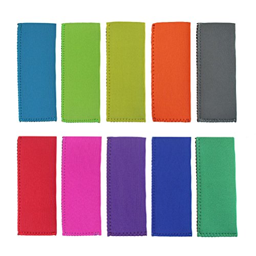 Creatrill 20 Pack Ice Pop Sleeves Popsicle Holders Bags, Neoprene Fabric, 10 Colors