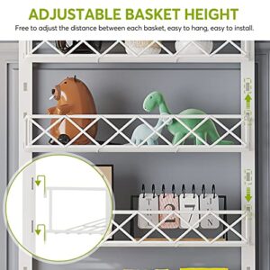 1Easylife Over The Door Pantry Organizer Rack, 8-Tier Adjustable Pantry Organization and Storage, Heavy-duty Metal Door Spice Rack for Kitchen Pantry, Slim Hanging Can Organizer for Narrow Door(White)