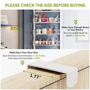 1Easylife Over The Door Pantry Organizer Rack, 8-Tier Adjustable Pantry Organization and Storage, Heavy-duty Metal Door Spice Rack for Kitchen Pantry, Slim Hanging Can Organizer for Narrow Door(White)