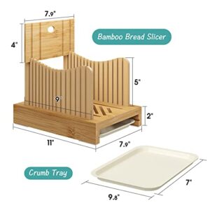 Bamboo Bread Slicer for Homemade Bread,Adjustable Width Bread Slicing Guides. Sturdy Wooden Bread Cutting Board. Makes Cutting Bagels or Even Bread Slices Easy