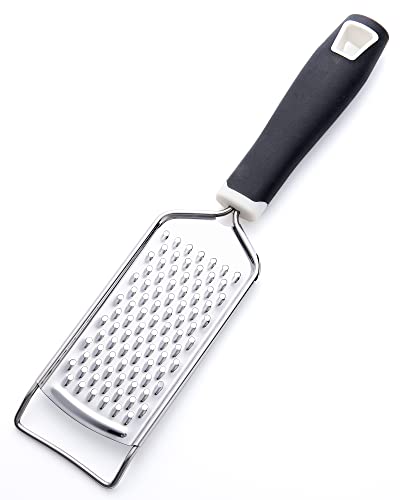 Rainspire Professional Cheese Graters for Kitchen Stainless Steel Handheld, Metal Lemon Zester Grater With Handle For Cheese, Chocolate, Spices, Kitchen Gadgets And Tools, Soft Grip Handle, Black