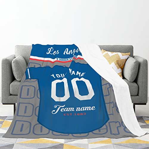 AARONIE 50"x60", Custom Dodger Throw Blanket for Couch Sofa Bed, Personalized LA Los Angeles Baseball Blanket and Throw, Gifts for Men