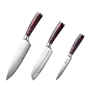 paudin chef's knife, santoku knife and utility knife