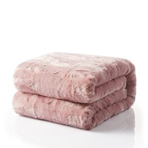 Tache 50x60 Faux Fur Blush Light Dusty Rose Gold Pink Super Soft Warm Throw Blanket