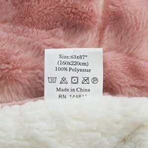 Tache 50x60 Faux Fur Blush Light Dusty Rose Gold Pink Super Soft Warm Throw Blanket