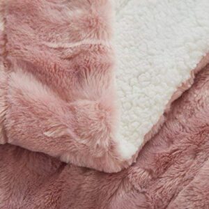 Tache 50x60 Faux Fur Blush Light Dusty Rose Gold Pink Super Soft Warm Throw Blanket