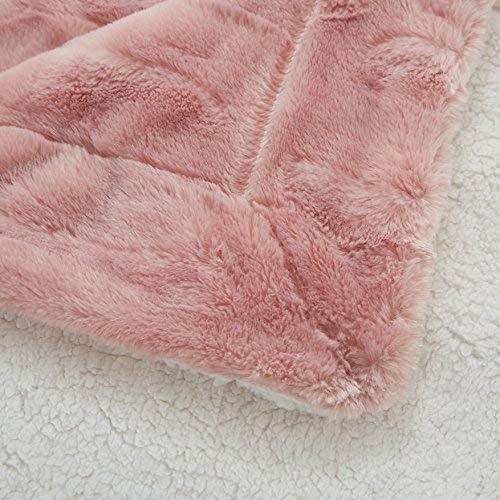 Tache 50x60 Faux Fur Blush Light Dusty Rose Gold Pink Super Soft Warm Throw Blanket