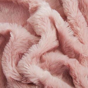 Tache 50x60 Faux Fur Blush Light Dusty Rose Gold Pink Super Soft Warm Throw Blanket