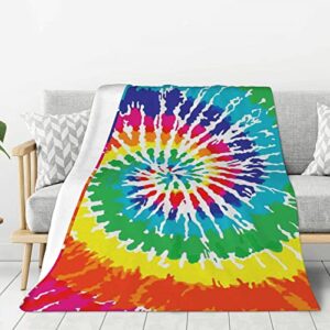tye dye flannel blanket print soft comfortable throw blanket for bed,sofa,office,camping and travel warm&lightweight plush blanket for all seasons gift for halloween christmas 50"x60"