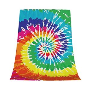 Tye Dye Flannel Blanket Print Soft Comfortable Throw Blanket for Bed,Sofa,Office,Camping and Travel Warm&Lightweight Plush Blanket for All Seasons Gift for Halloween Christmas 50"x60"