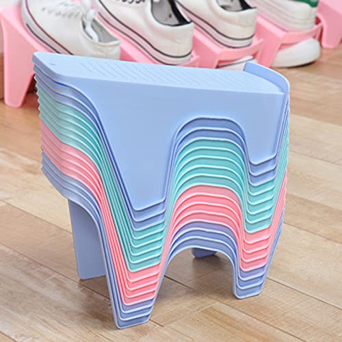 HERCHR Shoe Slots Space Saver for Closet Organization, Shoe Stacker Shoe Slots Organizer Double Layer Stack Shoe Rack Storage Shoe Rack Holder(Green)