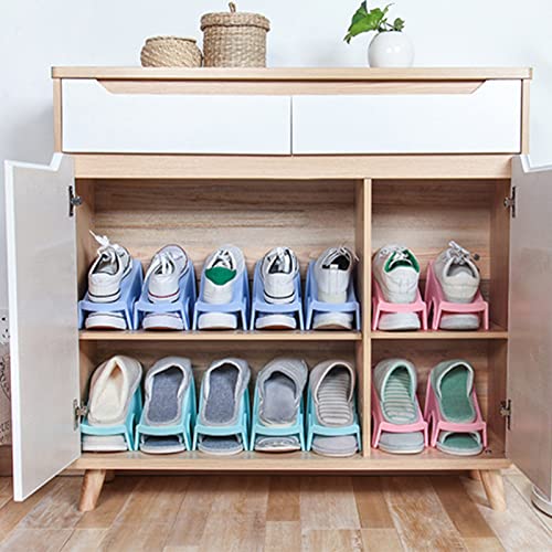 HERCHR Shoe Slots Space Saver for Closet Organization, Shoe Stacker Shoe Slots Organizer Double Layer Stack Shoe Rack Storage Shoe Rack Holder(Green)