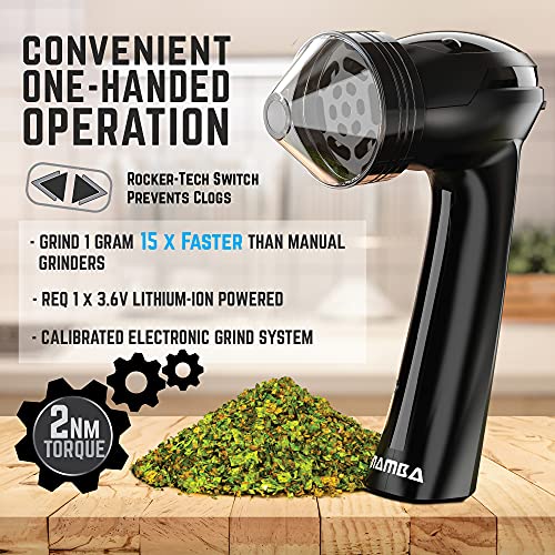 Mamba V2 1g Black Electric Portable Herb Grinder. USB Powered Essential Kitchen Mill for Grinding