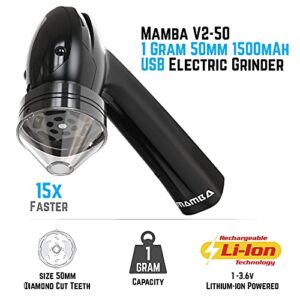 Mamba V2 1g Black Electric Portable Herb Grinder. USB Powered Essential Kitchen Mill for Grinding