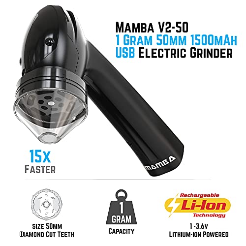 Mamba V2 1g Black Electric Portable Herb Grinder. USB Powered Essential Kitchen Mill for Grinding