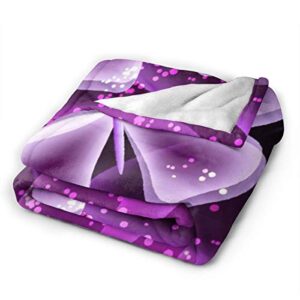 Cute Purple Butterfly Printed Blanket Throw Lightweight Super Soft Micro Fleece Throw Blankets Gift Fit Couch Bed Living Room Sofa Chair 80"X60"