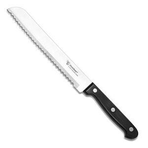 humbee chef 8 inch, serrated bread knife, black